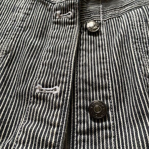 Chicos Striped Jean Jacket Button Front Black White Womens Size XL - Picture 10 of 16